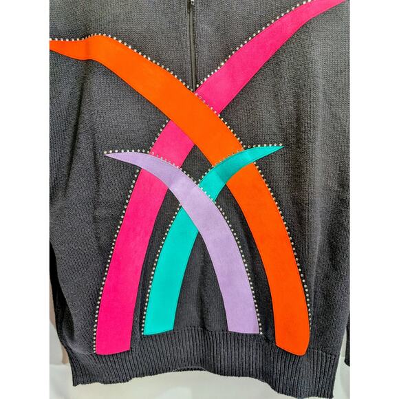 Vintage Talk of the Walk Atlantic City 100% Cotton Sweater Suede Appliqué S - Picture 4 of 8